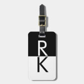 Modern Monogram Zwart-Wit Gepersonaliseerd Bagagelabel (Voorkant verticaal)