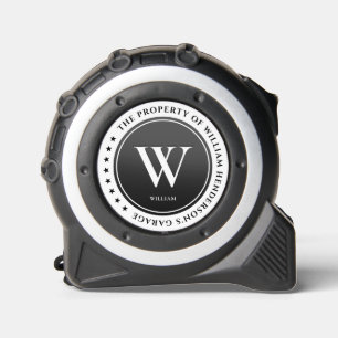 Modern Monogram Zwart Wit Initiaal Aannemer Rolmaat