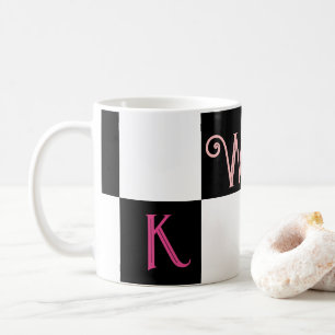 Modern Monogram zwart-wit Koffiemok