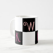 Modern Monogram zwart-wit Koffiemok (Voorkant links)