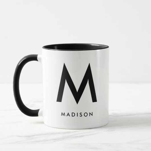 Modern Monogram | Zwart-wit Mok (Links)