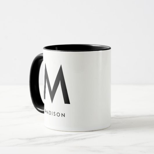 Modern Monogram | Zwart-wit Mok (Voorkant links)