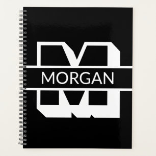 Modern monogram zwart-wit vet typografie planner