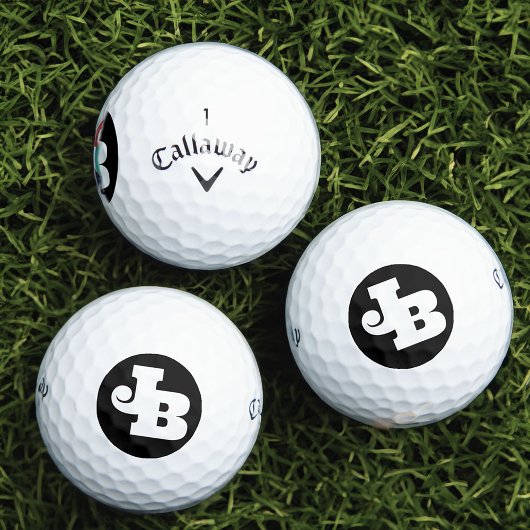 Modern Monogram Zwart-wit Vette Initialen Golfballen