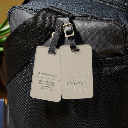 Modern Monogramm Bagagelabel