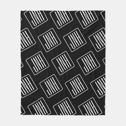 Modern monogrammatisch patroon | Zwart & Wit Fleece Deken (Voorkant)
