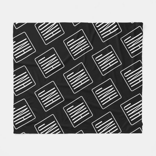 Modern monogrammatisch patroon | Zwart & Wit Fleece Deken (Voorkant (Horizontaal))