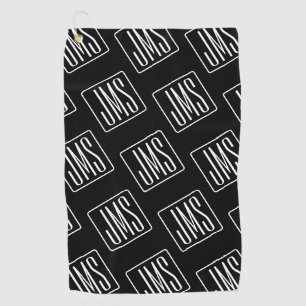 Modern monogrammatisch patroon Zwart & Wit Golfhanddoek