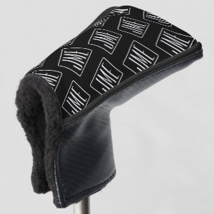 Modern monogrammatisch patroon Zwart & Wit Golfheadcover