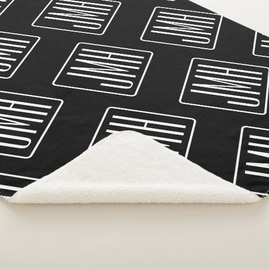 Modern monogrammatisch patroon | Zwart & Wit Sherpa Deken (3/4)