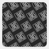 Modern monogrammatisch patroon | Zwart & Wit Vierkante Sticker (Voorkant)