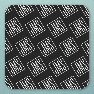Modern monogrammatisch patroon   Zwart & Wit Vierkante Sticker