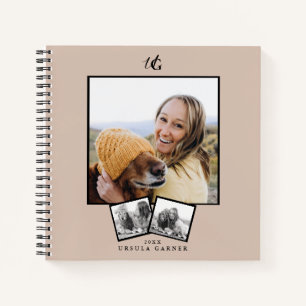 Modern Monogrammed 3-foto-Notitieboek Notitieboek