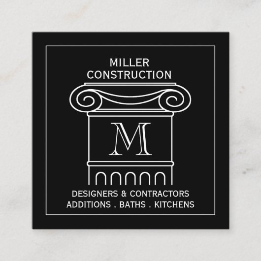 Modern Monogrammed Architecture Column Pet Square Vierkante Visitekaartje (Voorkant)