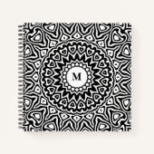 Modern Monogrammed Black and White Mandala Pattern Notitieboek (Voorkant)