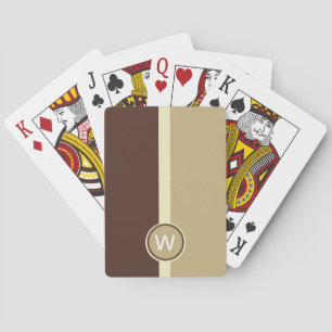 Modern Monogrammed Cream-koffie en chocoladestri Pokerkaarten