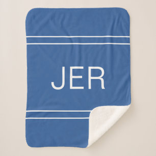 Modern Monogrammed Custom Initialen Blue Trendy Sherpa Deken