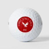 Modern Monogrammed Eagle Quote Cool Red Golfballen (Voorkant)