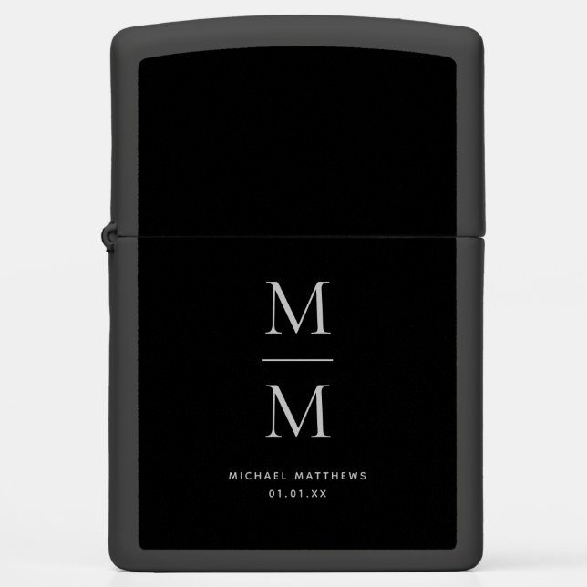Modern Monogrammed Elegant Black Classic Initiaal (Voorkant)