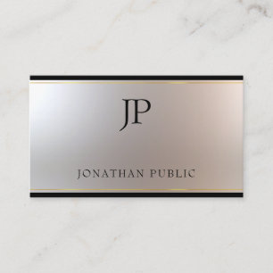 Modern Monogrammed Gold Silver Sjabloon Luxury Visitekaartje