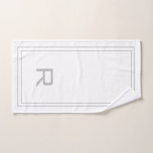 Modern Monogrammed Gray & White Stripe Hotel Bad Handdoek (Handdoek)