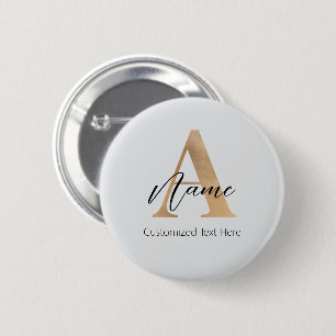Modern Monogrammed Initiaal A & Naam Gepersonalise Ronde Button 5,7 Cm