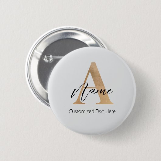 Modern Monogrammed Initiaal A & Naam Gepersonalise Ronde Button 5,7 Cm (Voorkant /achterkant)