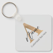 Modern Monogrammed Initiaal A & Naam Gepersonalise Sleutelhanger (Voorkant)