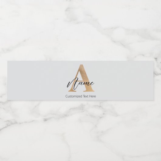 Modern Monogrammed Initiaal A & Naam Gepersonalise Waterfles Etiket (Enkel label)