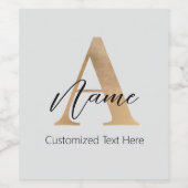 Modern Monogrammed Initiaal A & Naam Gepersonalise Wijn Etiket (Enkel label)