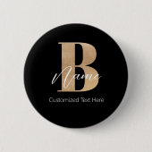 Modern Monogrammed Initiaal B & Naam Gepersonalise Ronde Button 5,7 Cm (Voorkant)
