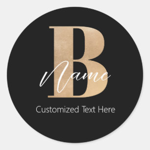 Modern Monogrammed Initiaal B & Naam Gepersonalise Ronde Sticker