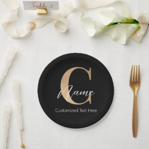 Modern Monogrammed Initiaal C & Naam Gepersonalise Papieren Bordje