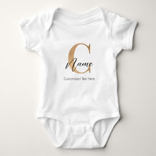 Modern Monogrammed Initiaal C & Naam Gepersonalise Romper (Voorkant)