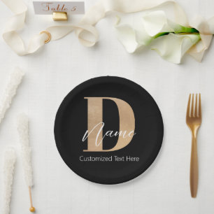Modern Monogrammed Initiaal D & Naam Gepersonalise Papieren Bordje