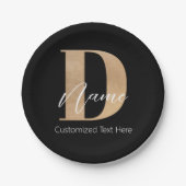 Modern Monogrammed Initiaal D & Naam Gepersonalise Papieren Bordje (Voorkant)