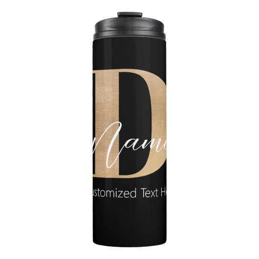 Modern Monogrammed Initiaal D & Naam Gepersonalise Thermosbeker (Voorkant)