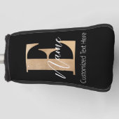 Modern Monogrammed Initiaal E & Naam Gepersonalise Golfheadcover (Voorkant)