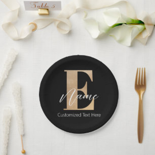 Modern Monogrammed Initiaal E & Naam Gepersonalise Papieren Bordje