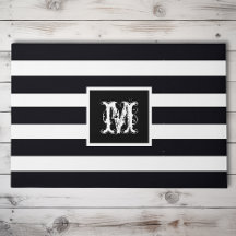 Modern Monogrammed Initiaal Elegant Black White
