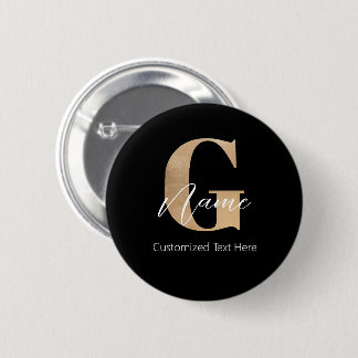 Modern Monogrammed Initiaal G & Naam Gepersonalise Ronde Button 5,7 Cm