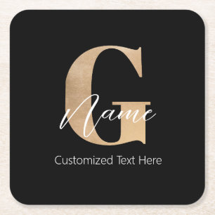 Modern Monogrammed Initiaal G & Naam Gepersonalise Vierkante Kartonnen Onderzetter