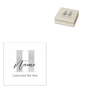 Modern Monogrammed Initiaal H & Naam Gepersonalise Rubberstempel