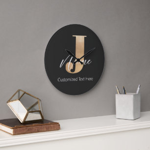 Modern Monogrammed Initiaal J & Naam Gepersonalise Grote Klok