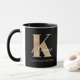 Modern Monogrammed Initiaal K & Naam Gepersonalise Mok