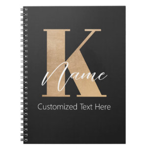 Modern Monogrammed Initiaal K & Naam Gepersonalise Notitieboek