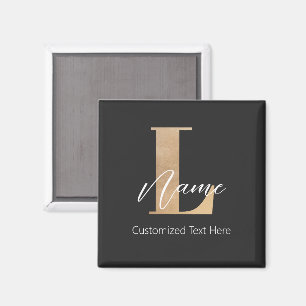 Modern Monogrammed Initiaal L & Naam Persoonlijk Magneet