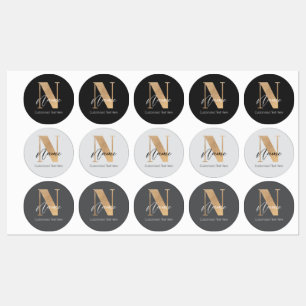 Modern Monogrammed Initiaal N & Naam Gepersonalise Labels