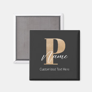 Modern Monogrammed Initiaal P & Naam Persoonlijk Magneet