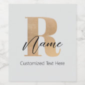 Modern Monogrammed Initiaal R & Naam Gepersonalise Wijn Etiket (Enkel label)